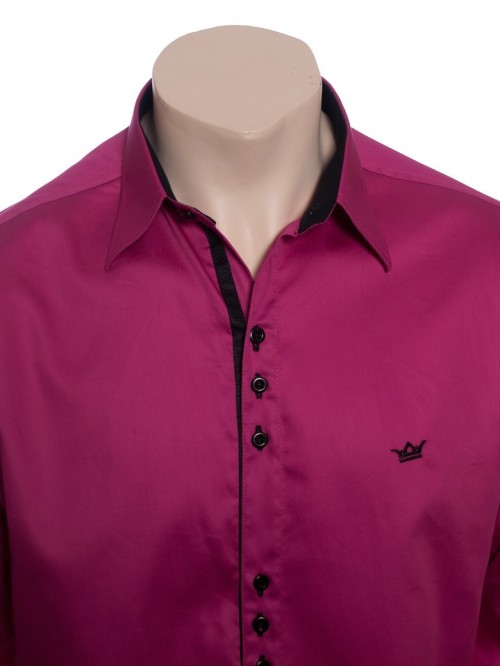 Camisa social violeta masculina manga longa de fio egípcio