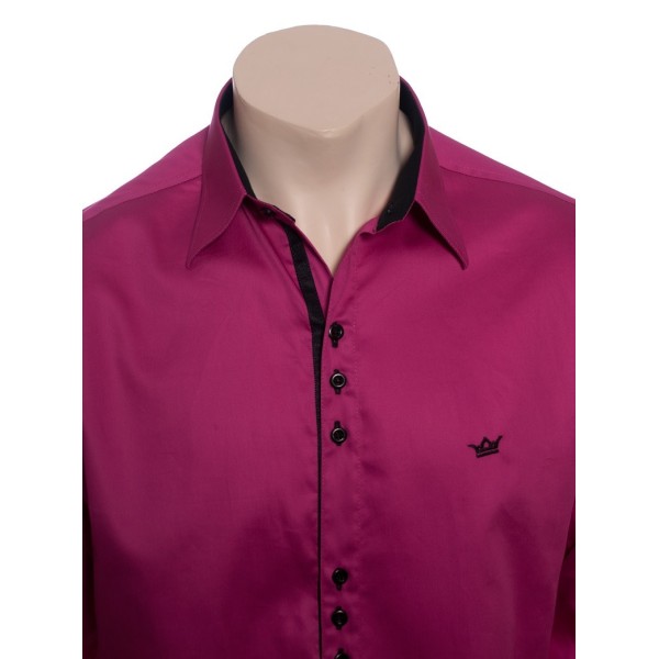 Camisa social violeta masculina manga longa de fio egípcio