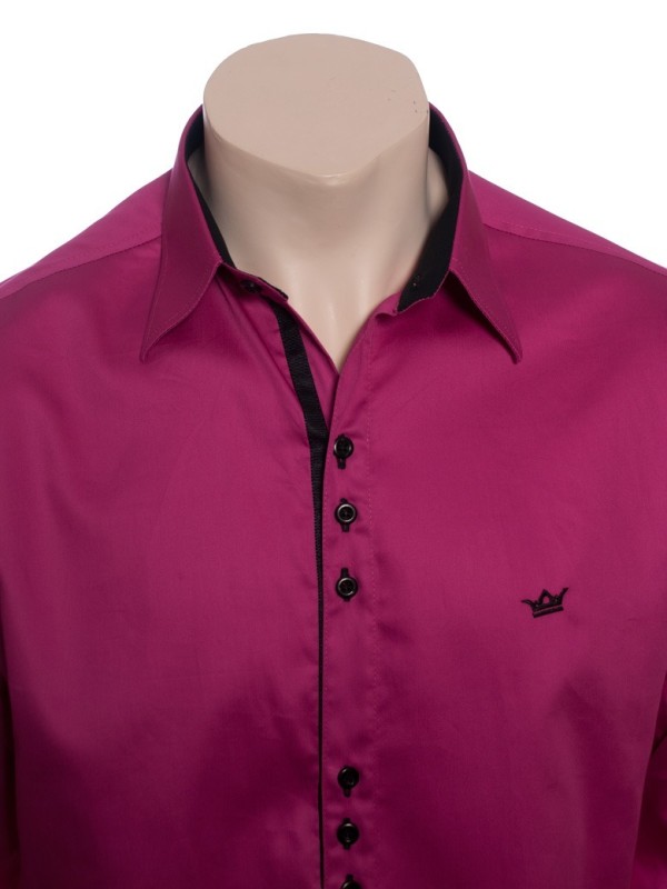 Camisa social violeta masculina manga longa de fio egípcio Camisa social violeta masculina manga longa de fio egípcio