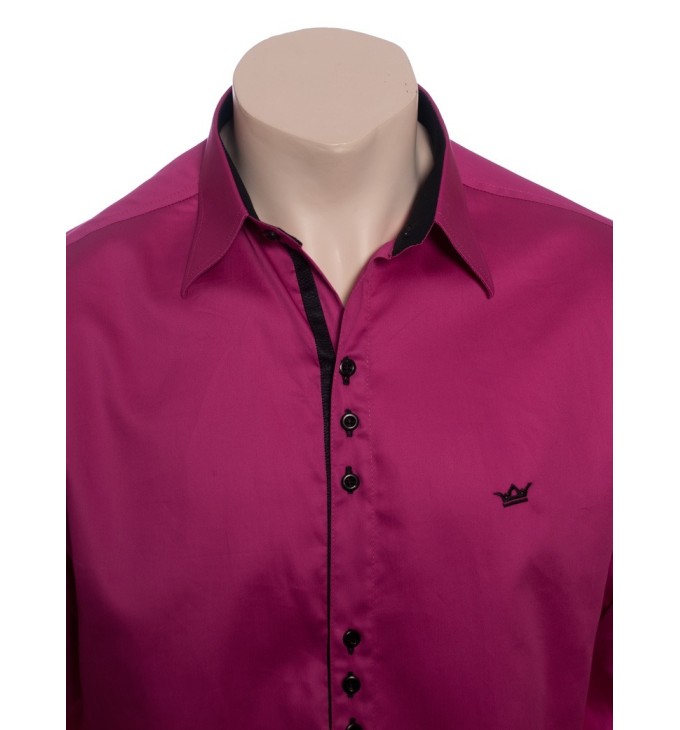 Camisa social violeta masculina manga longa de fio egípcio Camisa social violeta masculina manga longa de fio egípcio