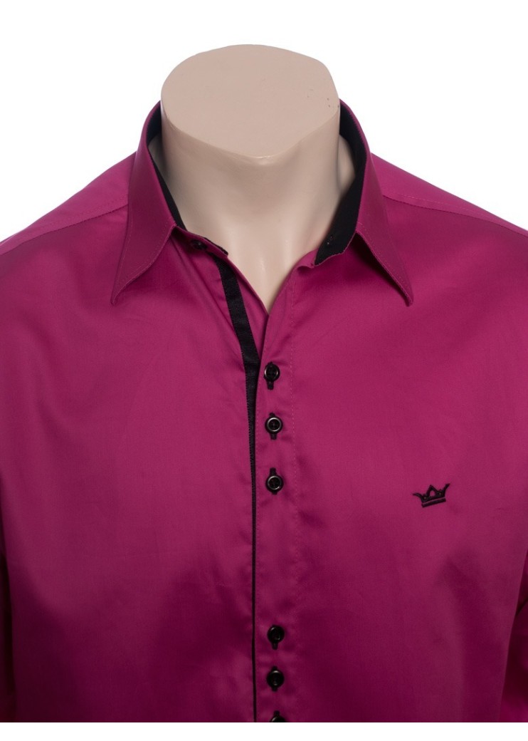 Camisa social violeta masculina manga longa de fio egípcio