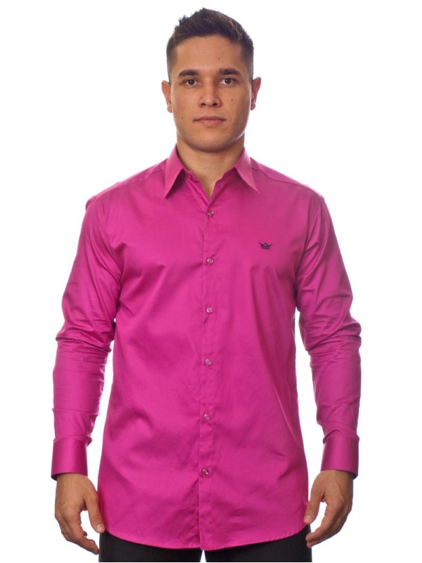 Camisa social pink masculina manga longa Fio Egípcio