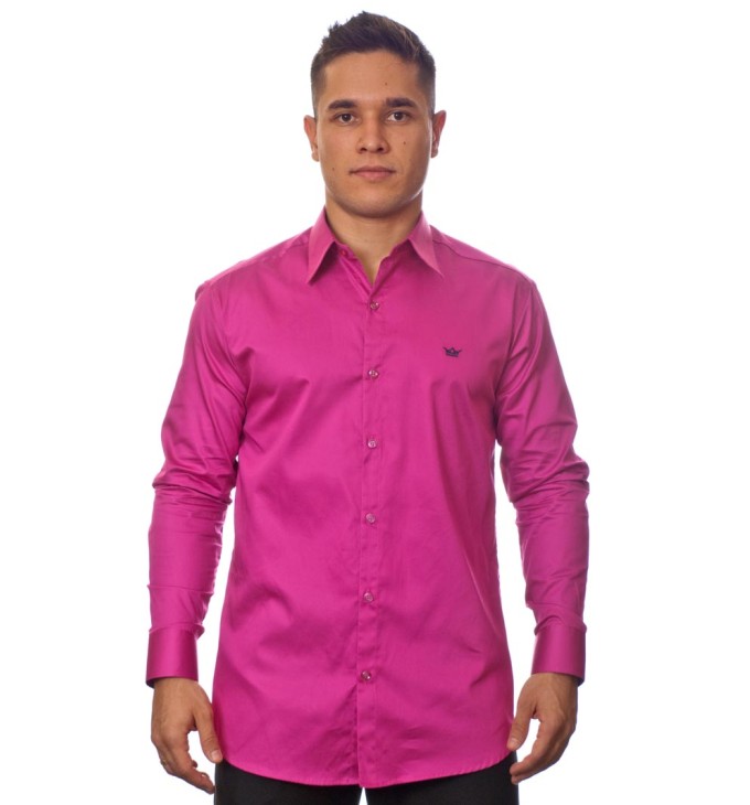 Camisa social pink masculina manga longa Fio Egípcio