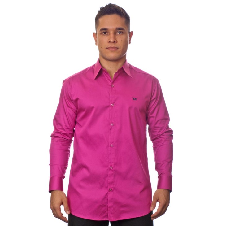 Camisa social pink masculina manga longa Fio Egípcio