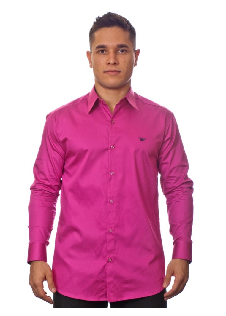 Camisa social pink masculina manga longa Fio Egípcio