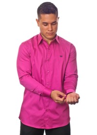 Camisa social pink masculina manga longa Fio Egípcio