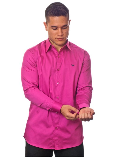 Camisa social pink masculina manga longa Fio Egípcio