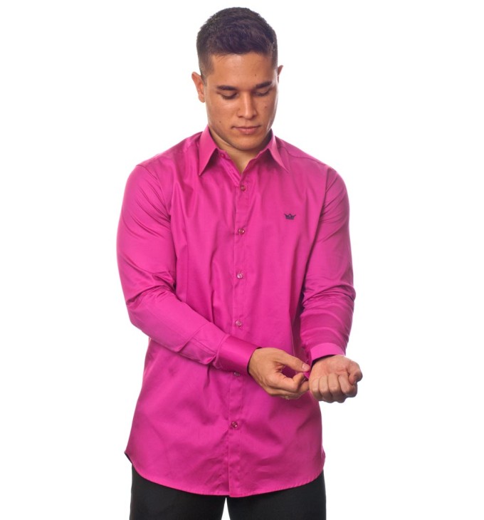 Camisa social pink masculina manga longa Fio Egípcio