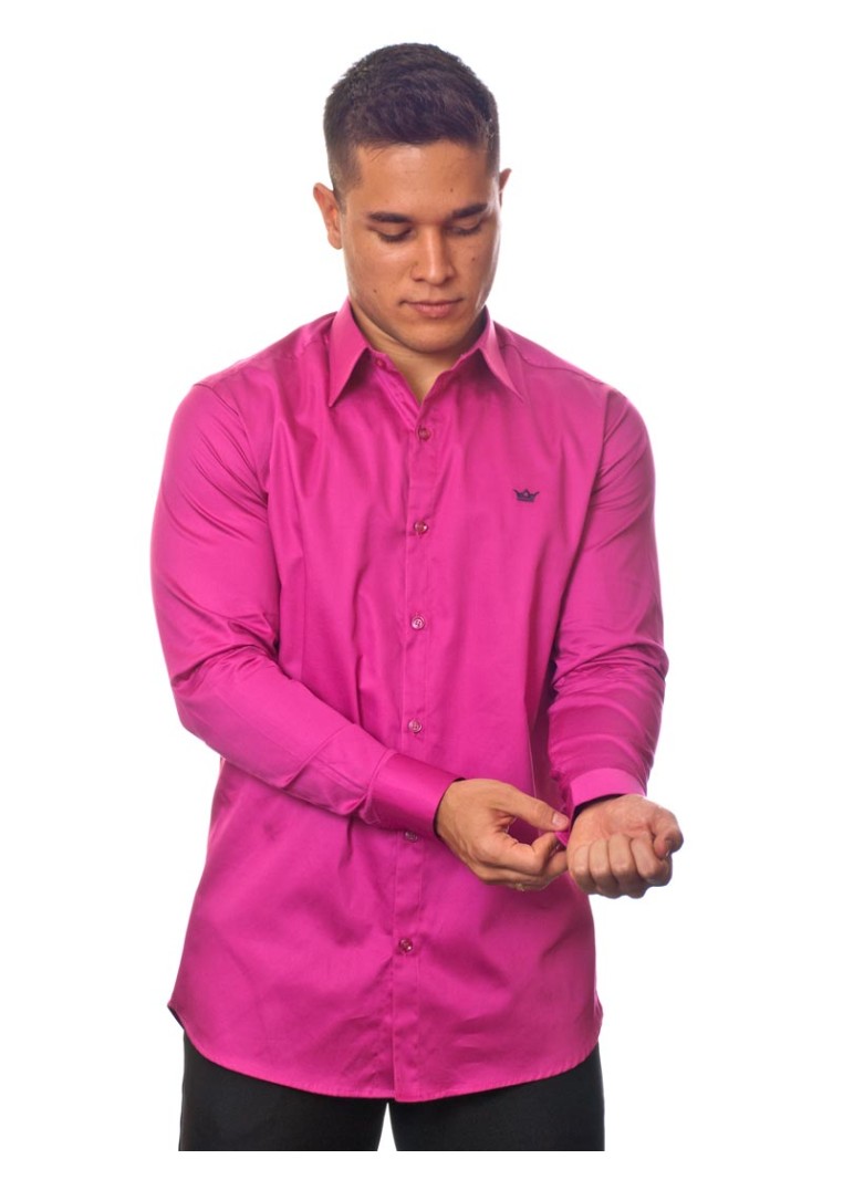 Camisa social pink masculina manga longa Fio Egípcio
