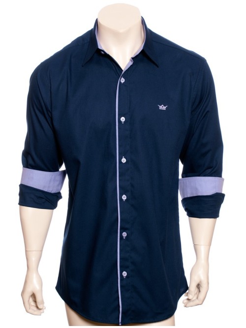 camisa social azul marinho