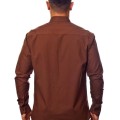 Camisa social marrom masculina manga longa de algodão