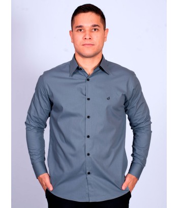 Camisa masculina cinza com detalhes de manga longa