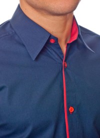 Camisa social marinho masculina manga longa de algodão