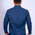 Camisa Masculina de Manga Longa Azul Marinho com detalhes
