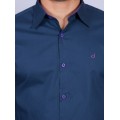 Camisa Masculina de Manga Longa Azul Marinho com detalhes
