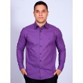 Camisa Masculina de Manga Longa Roxa com detalhes em marinho