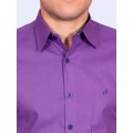 Camisa Masculina de Manga Longa Roxa com detalhes em marinho