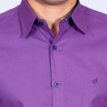 Camisa Masculina de Manga Longa Roxa com detalhes em marinho