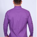 Camisa Masculina de Manga Longa Roxa com detalhes em marinho