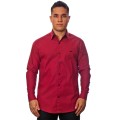 Camisa social vinho masculina manga longa com detalhe de algodão