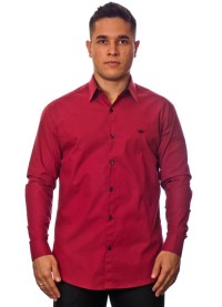 Camisa social vinho masculina manga longa com detalhe de algodão
