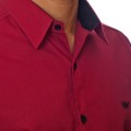 Camisa social vinho masculina manga longa com detalhe de algodão