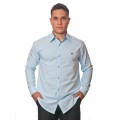 Camisa social azul claro masculina manga longa de algodão