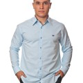 Camisa social azul claro masculina manga longa de algodão