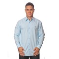 Camisa social azul claro masculina manga longa de algodão