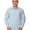 Camisa social azul claro masculina manga longa de algodão