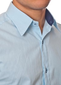 Camisa social azul claro masculina manga longa de algodão