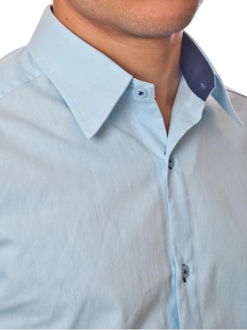 Camisa social azul claro masculina manga longa de algodão Camisa social azul claro masculina manga longa de algodão