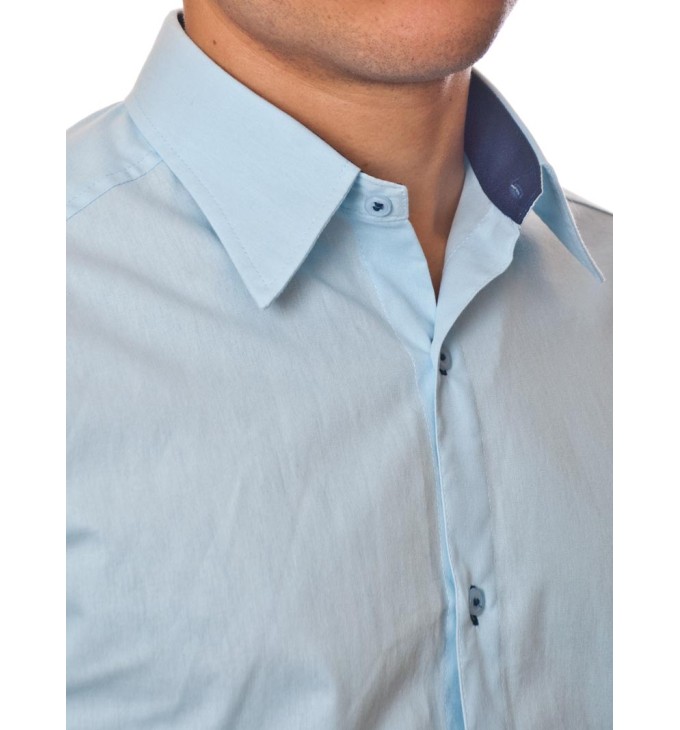 Camisa social azul claro masculina manga longa de algodão Camisa social azul claro masculina manga longa de algodão