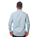 Camisa social azul claro masculina manga longa de algodão