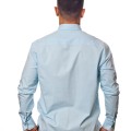 Camisa social azul claro masculina manga longa de algodão