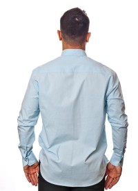 Camisa social azul claro masculina manga longa de algodão