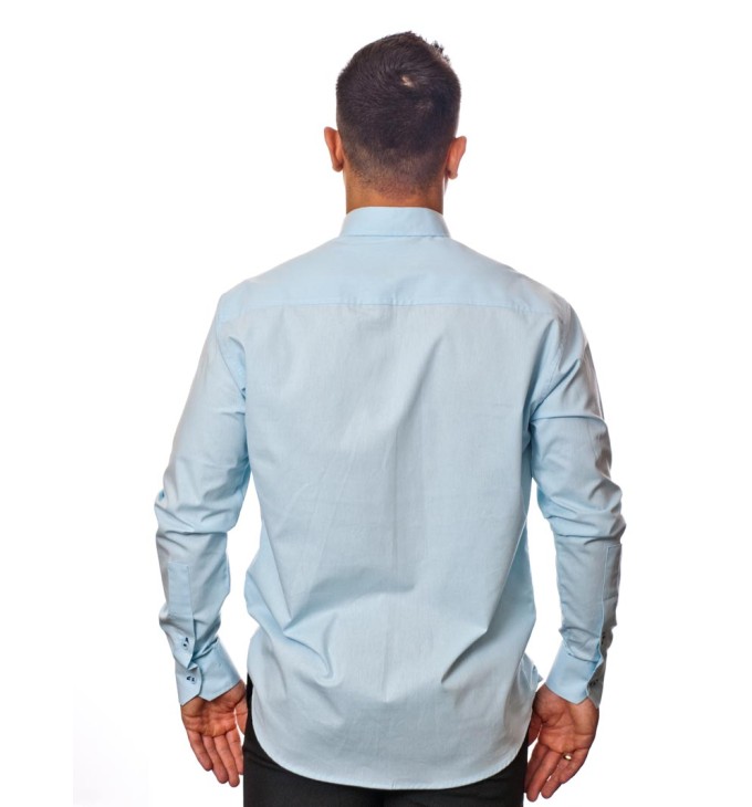 Camisa social azul claro masculina manga longa de algodão Camisa social azul claro masculina manga longa de algodão