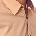 Camisa social bege masculina manga longa de algodão com detalhe