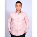 Camisa masculina salmão com detalhes de manga longa de algodão