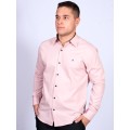 Camisa masculina salmão com detalhes de manga longa de algodão