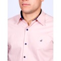 Camisa masculina salmão com detalhes de manga longa de algodão