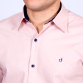 Camisa masculina salmão com detalhes de manga longa de algodão