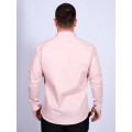 Camisa masculina salmão com detalhes de manga longa de algodão