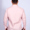Camisa masculina salmão com detalhes de manga longa de algodão