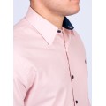 Camisa masculina salmão com detalhes de manga longa de algodão