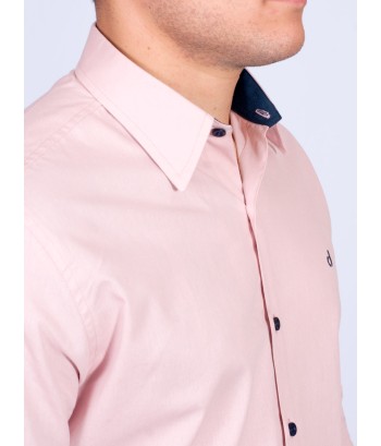 Camisa masculina salmão com detalhes de manga longa de algodão