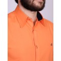 Camisa social laranja masculina manga longa de tricoline