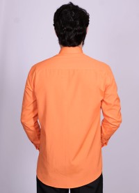 Camisa social laranja masculina manga longa de tricoline