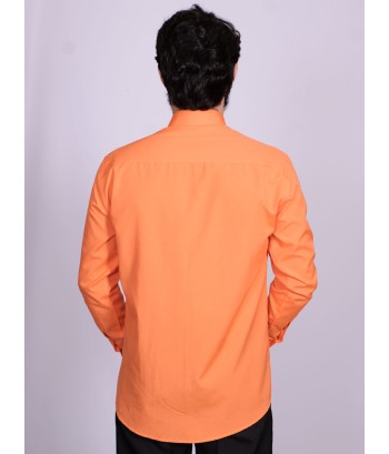 Camisa social laranja masculina manga longa de tricoline