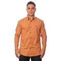 Camisa social ferrugem masculina manga longa de algodão com detalhe